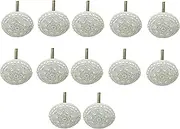 Grey and White Ceramic Knobs for Cabinet Dresser Drawer Furniture Desks Handle Door Cupboard Wardrobe Pull Hand Painted Ceramic Knobs Cabinet Set of 12