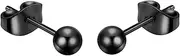[BelezaDosas] Titanium Ball Earrings Hypoallergenic Studs for Women Men Sensitive Ears Black 3mm 4mm 5mm Nickle-Free Titanium Backs