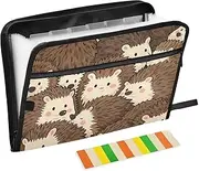 Cute Cartoon Hedgehog File Folder Expandable 13 Pockets A4 Letter Size Folders for Documents with Zipper Closure Organizer with Pocket for Office