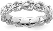 [Stackable Expressions] 925 Sterling Silver Patterned Polished Love Heart Stackable Ring Size 5-Stackable-Ring for Women