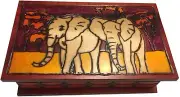 Elephant Puzzle Wood Box Handmade Secret Opening Box Trick Keepsake from Poland