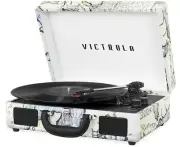 Portable Suitcase Record Player Bluetooth Vinyl Record Player Suitcase Retro Map