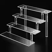 Display Stand, 12” Perfume Organizer, Display Risers Acrylic Display Shelf for Perfume Cologne Makeup, Clear Acrylic Shelves, 4 Tier Acrylic Risers Cologne Stand for Wedding Party Birthday (1 Pack)