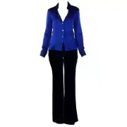 F/W 2004 Vintage Tom Ford For Gucci Midnight Blue Velvet Tuxedo Pants 38 - 2