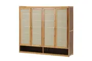 Oikiture Shoe Storage Cabinet 4 Doors Style Brown
