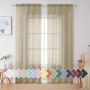 Simplebrand Taupe Sheer Curtains 72 Inches Long 2 Panels Light Filtering Rod