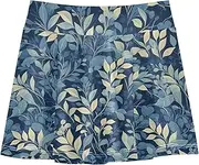 [FRODOTGV] Blue Leaf Girls Athletic Skirts with Built in Shorts Skorts for Little Girl Kids Pleated Skirt