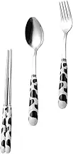Cabilock Family-Friendly Stainless Steel Ceramic Boys and Girls Set of Spoon Fork Chopsticks Safe Easy to Clean