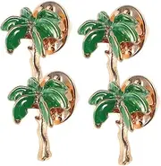 [Toyvian] Tropical Coconut Tree Lapel Pins 4pcs Brooches for Women Boys and Girls Hawaiian Summer Accessory Vintage Style Comfortable Fit