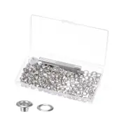 Grommet Kit 100 Set 5mmx10mm Copper Grommets Eyelets with Tools, Silver Tone