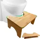 Extra-Wide Foldable Bamboo Toilet Step Stool, Bathroom Squatting Stool for Adult