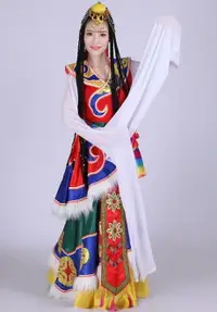 在飛比找樂天市場購物網優惠-新款民族舞蹈服水袖藏族舞蹈演出服裝藏袍西藏舞服水袖表演服飾女