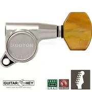 NEW Gotoh SG381-P8 Sealed 6 in Line Mini Guitar Tuners Set AMBER 16:1 - NICKEL