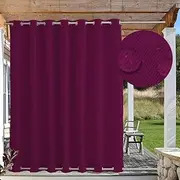 Premium Outdoor Patio Waterproof Blackout Curtain, Windproof & Privacy Enhancing, Thick Fade Resistant Fabric, Grommets, Burgundy, 100x96 Inches