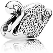[The Charmery] Silver Swan Charm 925 Silver Charm Compatible with Pandora Charms, Trollbeads, Chamilia, Biagi and Many Other UK Charm Bracelets., Small, Metal, No Gemstone