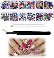 2000 Pieces Rhinestones for Craft, Flat Back Gems with Tweezer and Picking Pen, 6 Sizes for Crafts Nail Face Art Clothes Shoes Bags Phone Case DIY