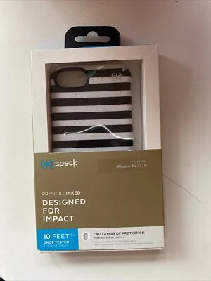 Speck Presidio Inked Case iPhone 6s/7/8- White/Black W/Gold Specks NEW Sealed