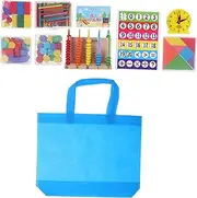 SHINEOFI Kindergarten Math Manipulatives Set Math Learning Kit Counting Blocks Clock and Pattern Blocks