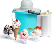 Electric Ice Cream Maker 4 Quart Soft Serve Frozen Yogurt Gelato Blue Machine