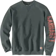 [Carhartt] Men's 104904 Loose Fit Midweight Crewneck Sleeve Graphic Sweatshirt, Elm Heather, 4X-Large Plus