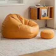 HHCTEBEC Bean Bag Chair Adult Big Faux Leather Bean Bag Cover Waterproof Lazy Bean Bag Chair (No Filler) Stuffed Animal Storage Bean Bag Chair Cover Sofa Bed Cover,D-90 * 100cm