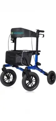 ELENKER All-Terrain Rollator Walker with 10” Non-Pneumatic Wheels, BLUE