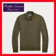 $1495 Ralph Lauren Purple Label Cashmere Quarter Zip Sweater Green Men's Size M