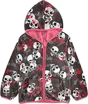 [GuoChe] Boys Fall Fleece Jacket Skulls Evil Black Toddler Girl Winter Jacket Peach Baby Girl Clothes Tops 3-10T