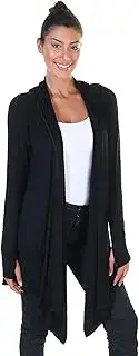 [Angelina] Women's Soft Lightweight Modal Multi-Way Hooded Cardigan with Pockets & Thumb Holes