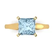 2.5 ct Princess Cut Gemstone Solitaire Ring Yellow Gold, Anniversary Gift