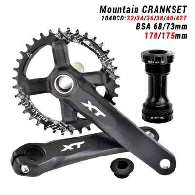 Bicycle Crankset Wide and Narrow Teeth Chainring 170/175mm Crank Length New