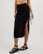[Mooloola] Mooloola Women's Poppy Midi Skirt in Black 0 Black