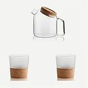 Water Carafe Iced Tea Pitcher Glass Water Jug Set Pitcher Carafe for Juice Cork Stopper Large-Capacity Heat-Resistant Cold Kettle Household Teapot Set Drink Pitcher Water Jar
