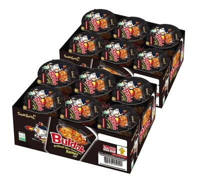Buldak Ramen Cup. Spicy Hot Chicken Stir-Fried Noodles (Pack of 12)