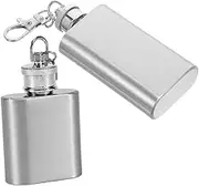 Luxshiny 2pcs Stainless Steel Pocket Hip Flask for Whiskey Portable Mini Flask Keychain for Camping Hiking