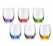 Crystalex Bohemia 10 Oz Club Rainbow Lead-Free Tumbler Glass Drinkware Set of 6