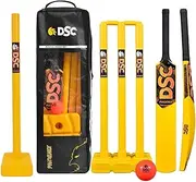 DSC Phoenix Plastic Cricket Set For Kids (Yellow, Size: 6) | Includes 4 Plastic Stumps + 2 Base + 2 Bails + 1 PVC Ball | Lightweight | Free Cover | Ready to play | For Kids
