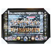 Collingwood FC 2023 PREMIERS 75M x 55CM Team Poster Wooden Frame MEMORABILIA