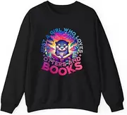 [X.Style] Just A Girl Who Loves Otters and Books. Sea Otter Book Lover ds024 Sweater Black L