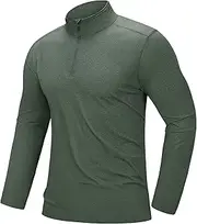 [33,000ft] Men's Running Shirt 1/4 Zip Sports Shirt Lightweight Long Sleeve Shirt Stand-Up Collar Functional Shirt Breathable Pullover Training Shirt for Gym Fitness Training