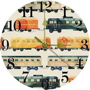 Train Carriage Non-Ticking Wall Clocks, Battery Operated Silent Wall Clock for Bedroom Living Kitchen Office Home Art Decor