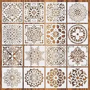 16 Mandala DIY Painting Stencils Drawing Reusable Dot Templates Floor Wall Décor (15 x15 cm)