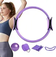 Pilates Ring and Ball Set | Pilates Ball Ring Resistance Bands Set - 5X Home Gym Accessories, Workout Equipment Stretching Yoga Bands, Women Exercise Equipment
