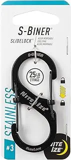 Nite Ize S-Biner Stainless Steel SlideLock Carabiner, Black, Size #3