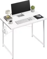 Folding Small Desk Home Office Desk Laptop Study Writing Table- White and Black