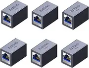 ZUZONG 10GB RJ45 Coupler Ethernet Coupler, 10Gbps in Line Coupler for Cat8/Cat7/Cat6a/Cat6/Cat5e/Cat5 Ethernet Cable Extender Adapter for PC Router Modem PS5 Xbox Female to Female (6 PCS