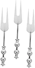 CHICAMPERA 3pcs Stainless Steel Fruit Forks with Bead Design Portable Appetizer Forks for Fruits Desserts Cheese Salads for Home Parties