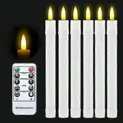 2024 6 pieces LED candles stick candles with timer function and remote control battery-operated window candles with candle holder LED flameless taper