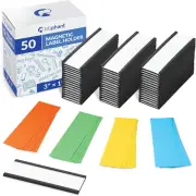 50 Pack "C" Channel Magnetic Label Holders 1X3 with 100 White Card Inserts, 50 C