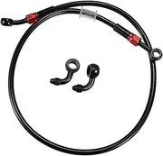 ACROPIX Brake Hose AN3 28 90 Degree M10x1.0 Motorcycle Hydraulic Brake Line Oil Hose Pipe Fitting for ATV Motorcycle Motocross 70cm Black Red 1 Set Car Parts